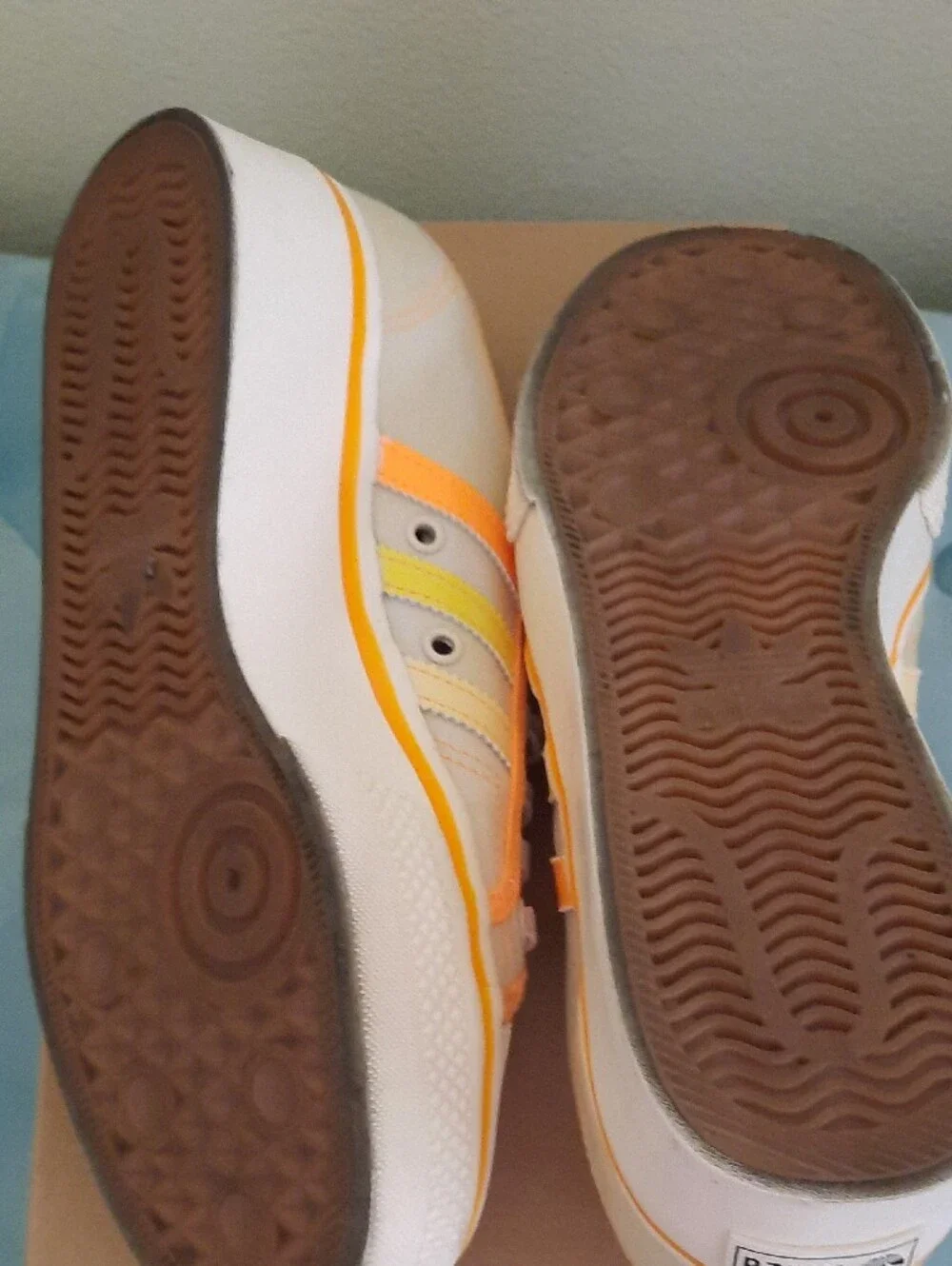 adidas Nizza Platform White Sneakers with Orange Trim